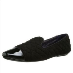 VANELI Black Suede Quilted Flat